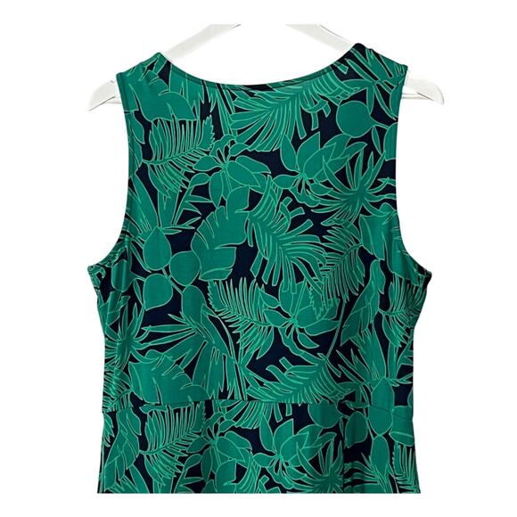 Lands' End Wmns Large 14-16 Cotton Stretch Tropical Print Maxi Dress Green Navy - Picture 7 of 12